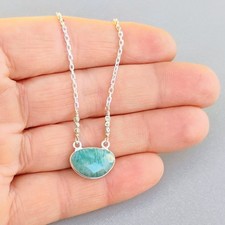 U C Sundance Blue Mint Green Amazonite pendant Sterling Silver Chain Necklace