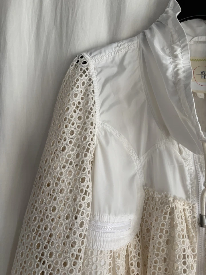 Chaqueta cortavientos Anthro Hei Hei marfil con ojales swing nueva con etiquetas talla L USADA UNA VEZ Foto 3 de 4