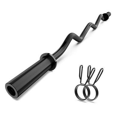 Olympic EZ Curl Barbell Bar, 47'' Curl Bar for Weight Lifting, Home Gym Weight 