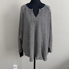 American Eagle Medium Top Seriously Lived-In Waffle Knit Striped Pullover Shirt