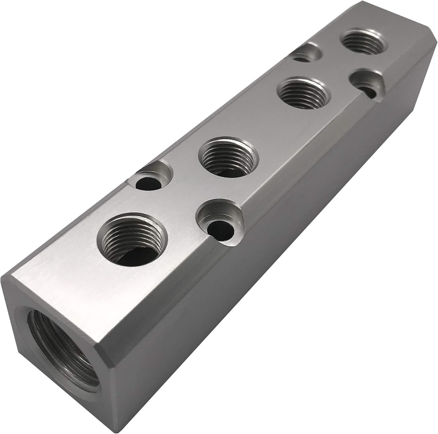4 Way Pneumatic Manifold Air Distribution Block, G1/2 Supply Port, G1/4-Inch Out