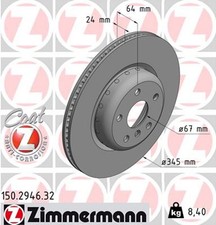 2x ZIMMERMANN Bremsscheibe FORMULA F 150.2946.32 für X3 G30 G31 X5 TOYOTA X4 G20