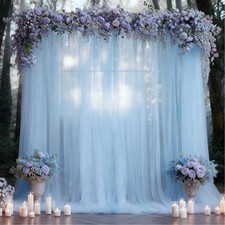10x10 Blue Tulle Backdrop Curtains Sheer Wedding Photo Background Drapes