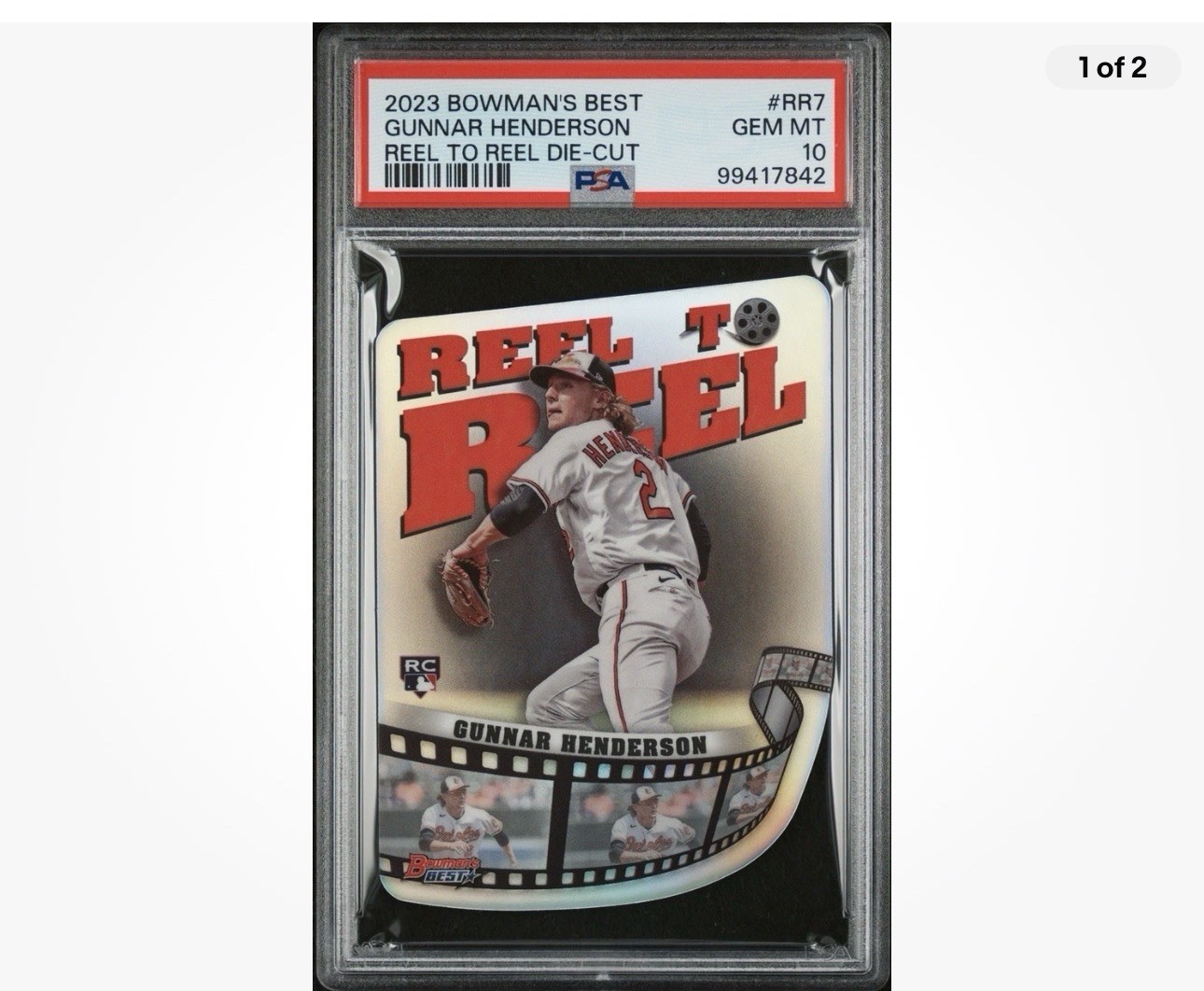 2023 Bowman's Best Gunnar Henderson Reel to Die-Cut RC #RR-7 Orioles PSA 10 view 3