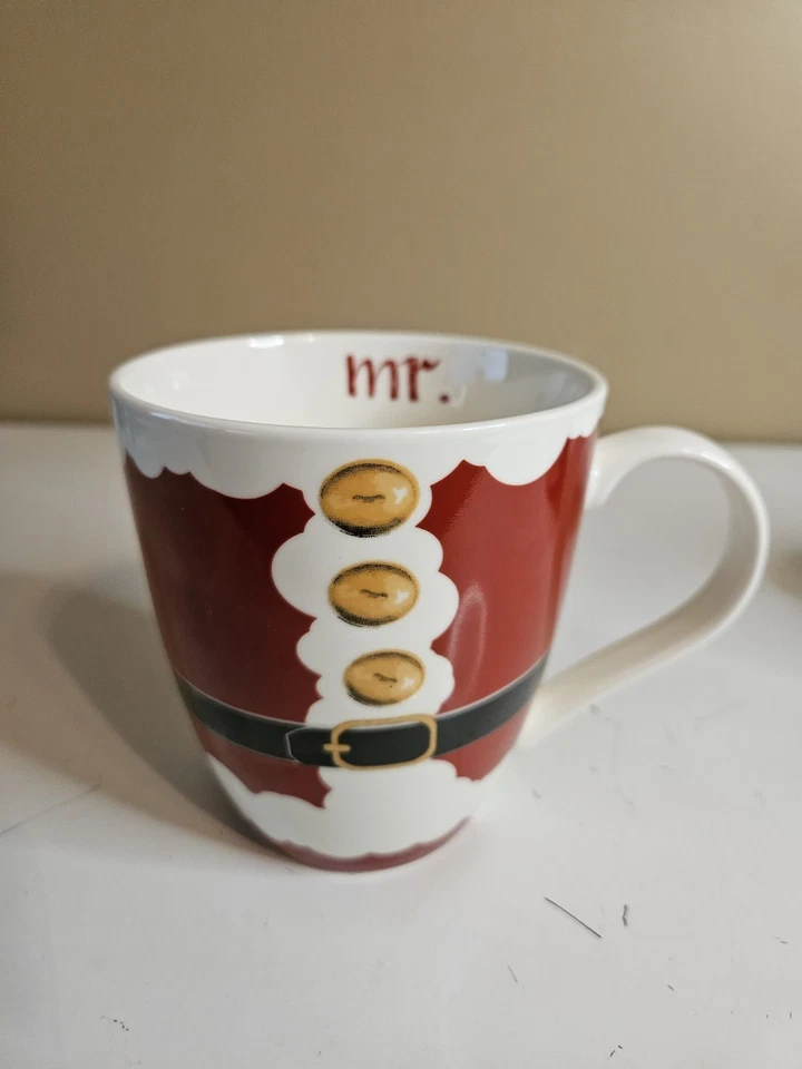 Juego de 2 tazas de té de café Pfaltzgraff Mr And Mrs vacaciones de Navidad 16 OZ Foto 2 de 4