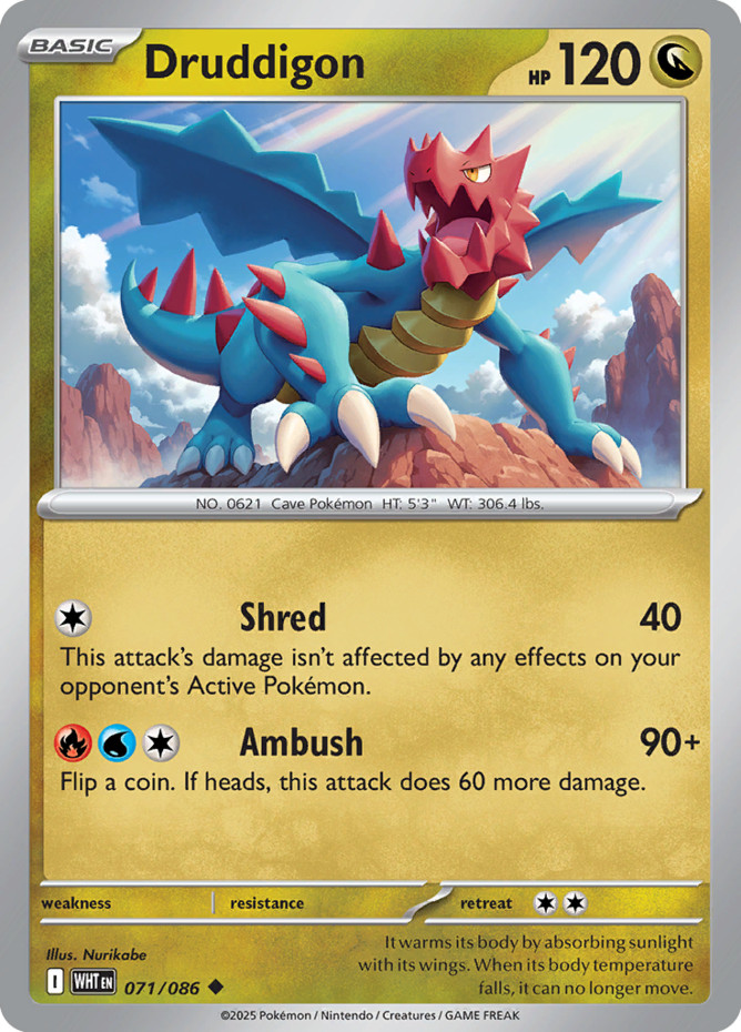 Druddigon - 071/086 - Uncommon (Near Mint) White Flare - Dragon Pokémon
