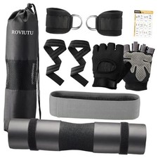 Barbell Pad Set,10 Pcs Barbell Pads for Hip Thrust Squat  Medium-Glove Black