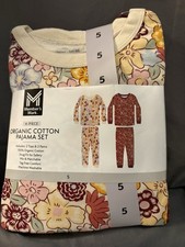 Girls 4 piece Members Mark Organic Cotton PJ Set Floral Print size 5 NWT TR86