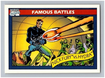 1990 Impel Marvel Universe Series 1 #107 Nick Fury vs Hydra Famous Battles Card