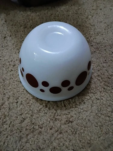 Vintage Hazel Atlas ” Polka Dot Brown Dot Small  Mixing Bowl 1950's