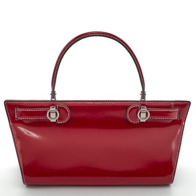Tory Burch Lee Radziwill Cat Eye Red Patent Leather and Suede Top