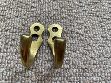 2 Victorian Brass Coat Hook Hanger Old brass  Vintage Salvaged