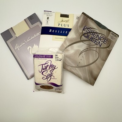 Collection Of 4 Vintage Pantyhose Various Colors & Brands Plus Size 200-300lbs