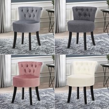 Velvet/Linen Vanity Stool Dressing Table Chair Bedroom Makeup Chair w/ Backrest