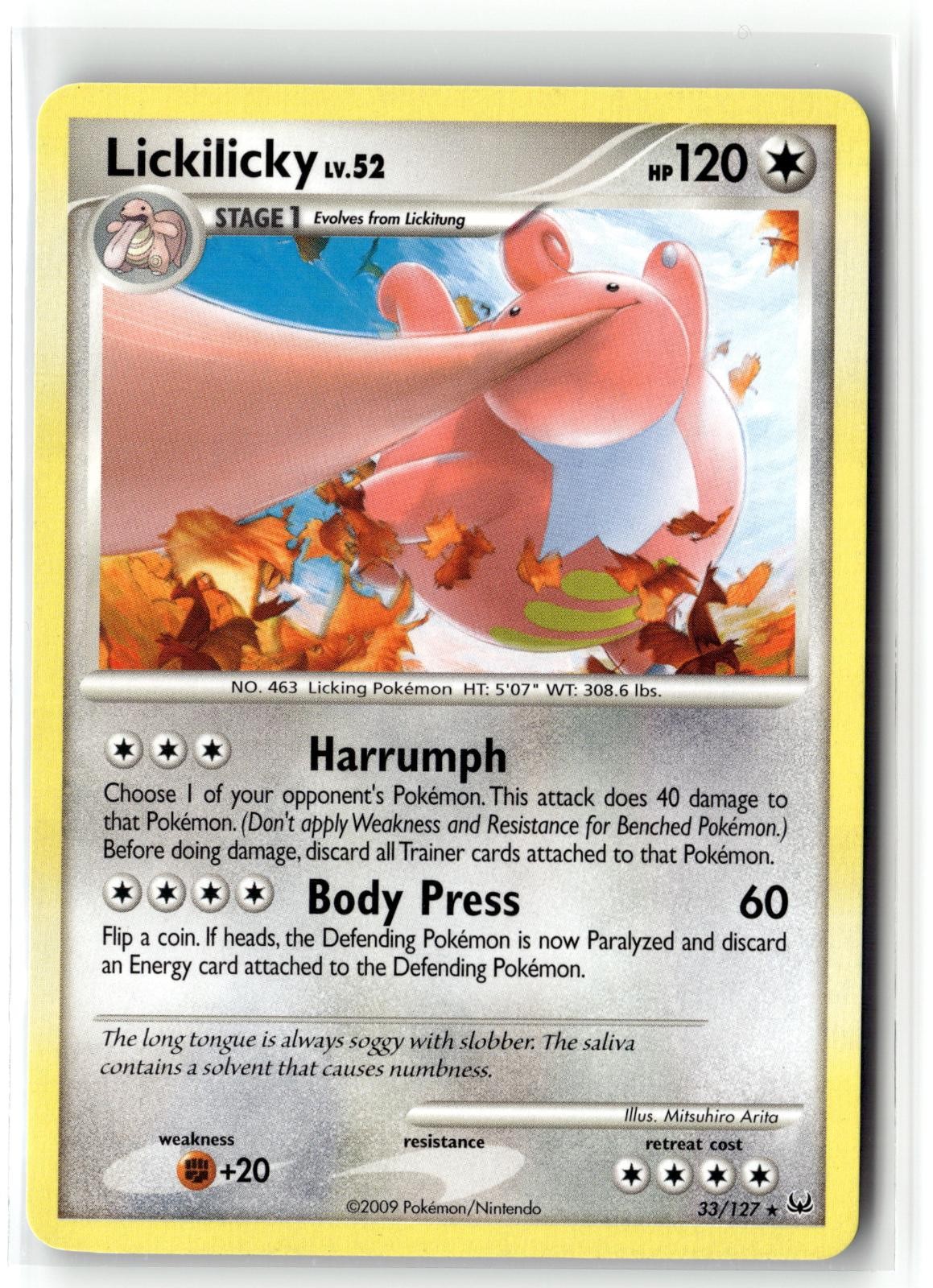 2009 POKEMON PLATINUM LICKILICKY 33/127 R LP + FREE GIFT