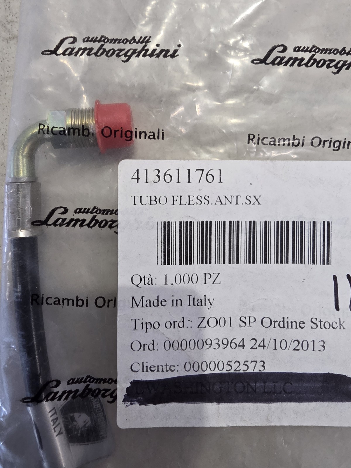 LAMBORGHINI MURCIELAGO LP640 FRONT LEFT LH ABS FLEX HOSE BRAKE LINE 413611761 