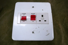 Vintage MK Cooker box Isolator Switch 1970s with 13A 3 pin socket inc backbox