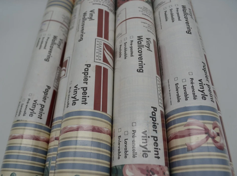 批量 8 件 复古 Seabrook Designs 乙烯基墙面覆盖壁纸 花卉图案 EF651 — 第 2/4 张图片