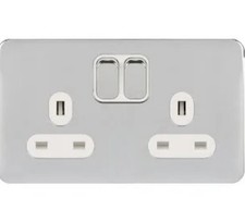 SCHNEIDER LISSE GGBL3020WPC CHROME  WHITE INTERIOR S/LESS DOUBLE SOCKET