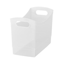 Plastic Storage Bin 12 Quart Narrow Rectangle Container with Handles Clear