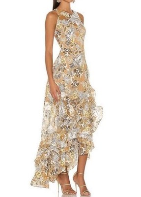 Bronx and Banco Sicilia floral Ruffle Dress in brown gold white Multi S