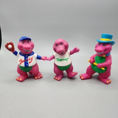 (3) Vintage Lyons Group Barney Purple Dinosaur Plastic Figures 