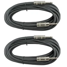 2 PACK 50 ft foot 1/4 to 1/4 pro audio sound speaker wire cable cord 18 ga gauge