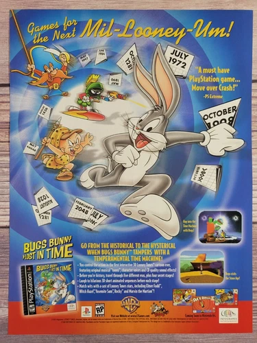 Bugs Bunny Lost In Time Playstation 1 PS1 Nintendo 64 Promo Ad Art Print Poster