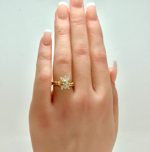 .52 ctw Diamond Solitaire with Accents Wedding Set Rings 14k Yellow Gold - Picture 9 of 9