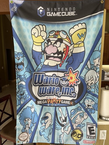 WarioWare Inc Mega Party Game 5ft Flag Banner Nintendo GameCube 2004