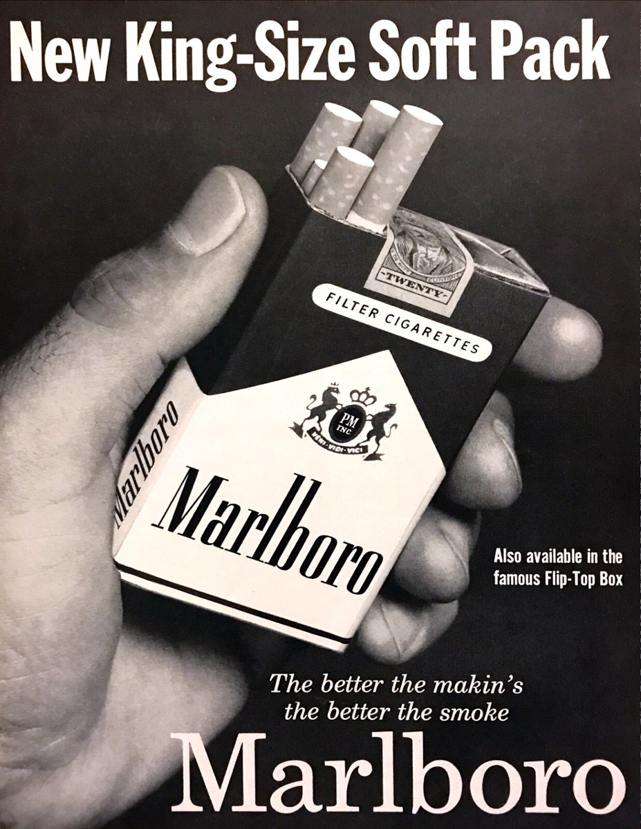 best marlboro cigarettes 1959 Marlboro Cigarettes NEW King-Size Soft Pack photo vintage promo print  ad