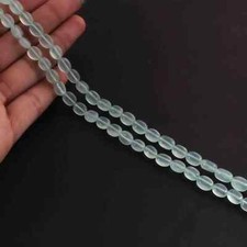 1 Long Strand Aqua Chalcedony Smooth Briolettes - Oval Shape Briolettes - 7mm