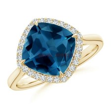 Natural London Blue Topaz with Gold Plated 925 Sterling Silver Women Ring 3890