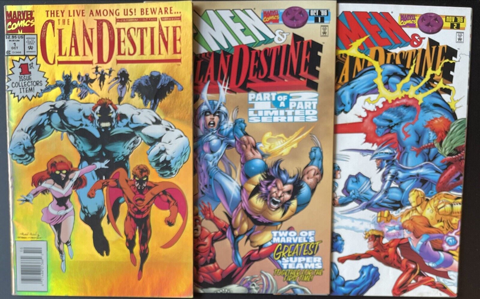 Clandestine #1 + X-Men & Clandestine #1 #2 Complete Set! (Marvel 1994/1996)