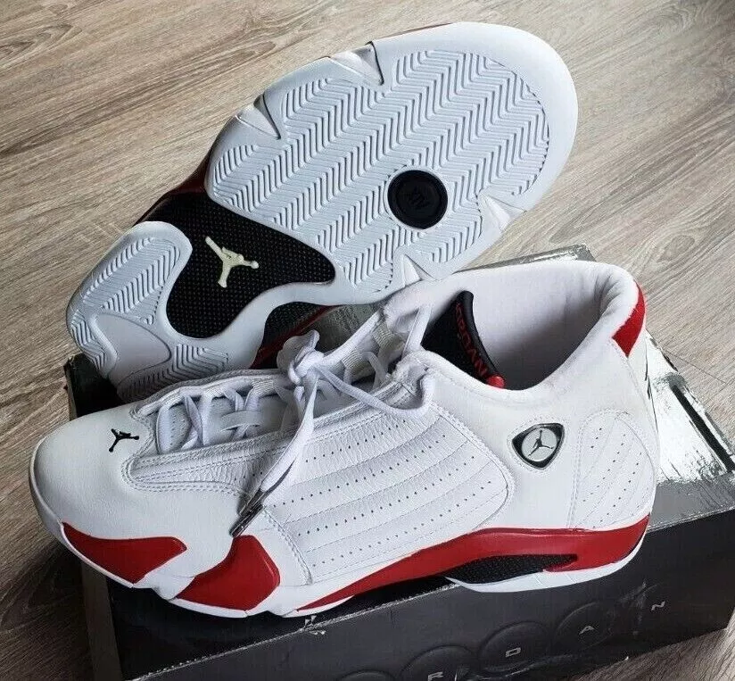 Jordan 14 white hotsell black varsity red