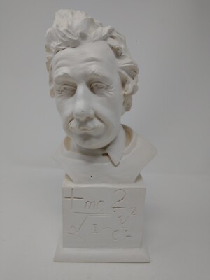 Albert Einstein Heavy Bust Head Statue with Equations on Base 9'' Tall Sculpture 