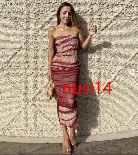 ZARA NEW WOMAN OFF-SHOULDER PRINTED MIDI DRESS RED WHITE XS-XXL 8620/496 |  eBay