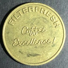 25mm Vintage Scarce Brass  Filterfresh Coffee Excellence  Token - Fauver Coll.