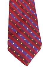 Perry Ellis Portfolio Silk Necktie Red Blue Stripe Tie Men 56"x4" Pre-Owned
