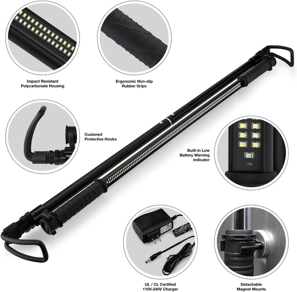 Luz de trabajo recargable inalámbrica debajo del capó, barra de luz LED con máximo 1.200 lúmenes Foto 4 de 4
