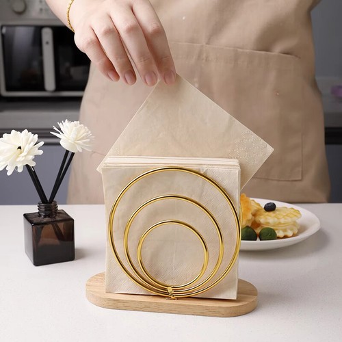 Creative Napkin Holder Desktop Tissue Organizer Paper Storage with Wood Base. - Picture 9 of 19