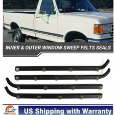 Inner &Outer Window Sweep Felts Seals Weatherstrip For Ford F150 F250 F350 87-96
