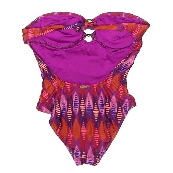 Maiô Vix Paula Hermanny colorido estampa boho sem alças peça única tamanho 6 - Imagem 2 de 4