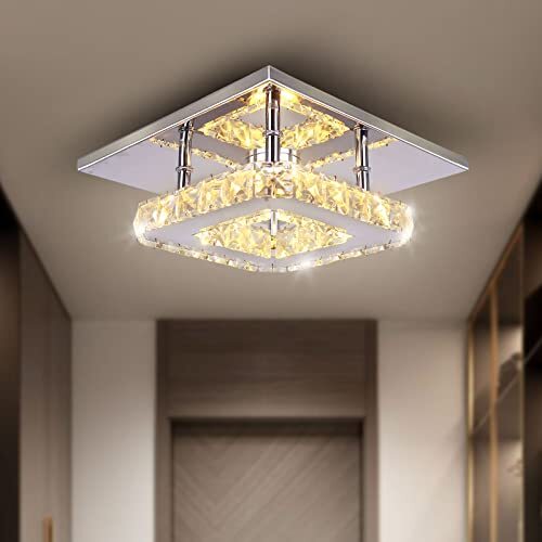 Dixun Modern Mini LED Chandelier Semi Flush Mount Crystal Lighting Warm