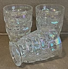Federal Iridescent Glass Colonial Thumbprint Footed Juice Glasses Tumblers Vntg