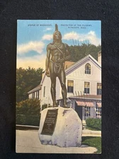 Vintage Postcard MA Statue Of Massasoit Protector Of The Pilgrims Plymouth
