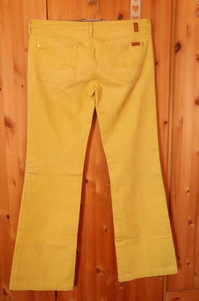 7 for all mankind Bootcut Hose Schlag Jeans W 32/ L ca. 34 Denim Stretch GELB - Bild 4 von 4