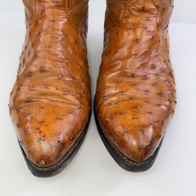 MENS DAVID EDEN TAN COGNAC GENUINE OSTRICH QUILL COWBOY  display picture 1