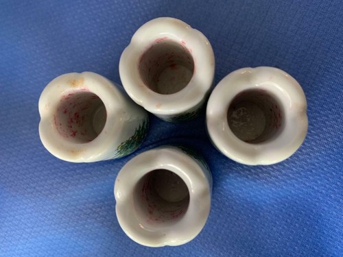 4 Vintage GERMANY porcelain LEUCHTER Christmas candle holders Xmas Tree - Picture 3 of 3