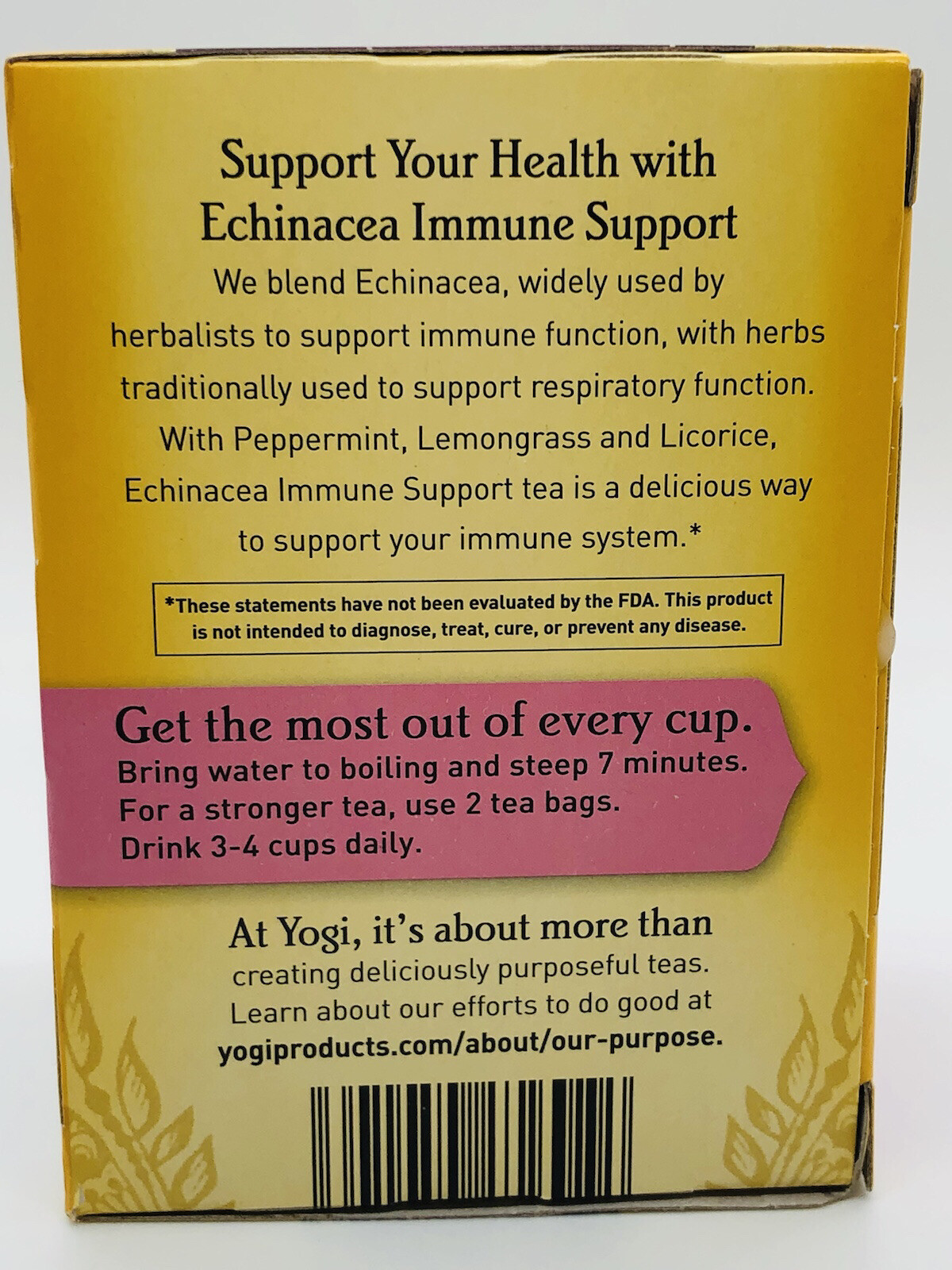 Yogi Tea Echinacea Immune Support Organic Tea 16 bags Caffeine Free exp